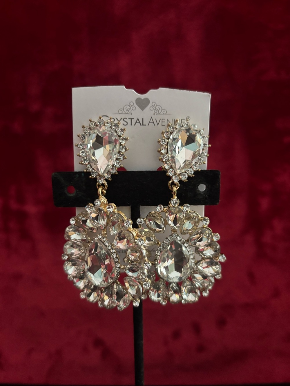 Clear Crystal Teardrop Statement Earrings